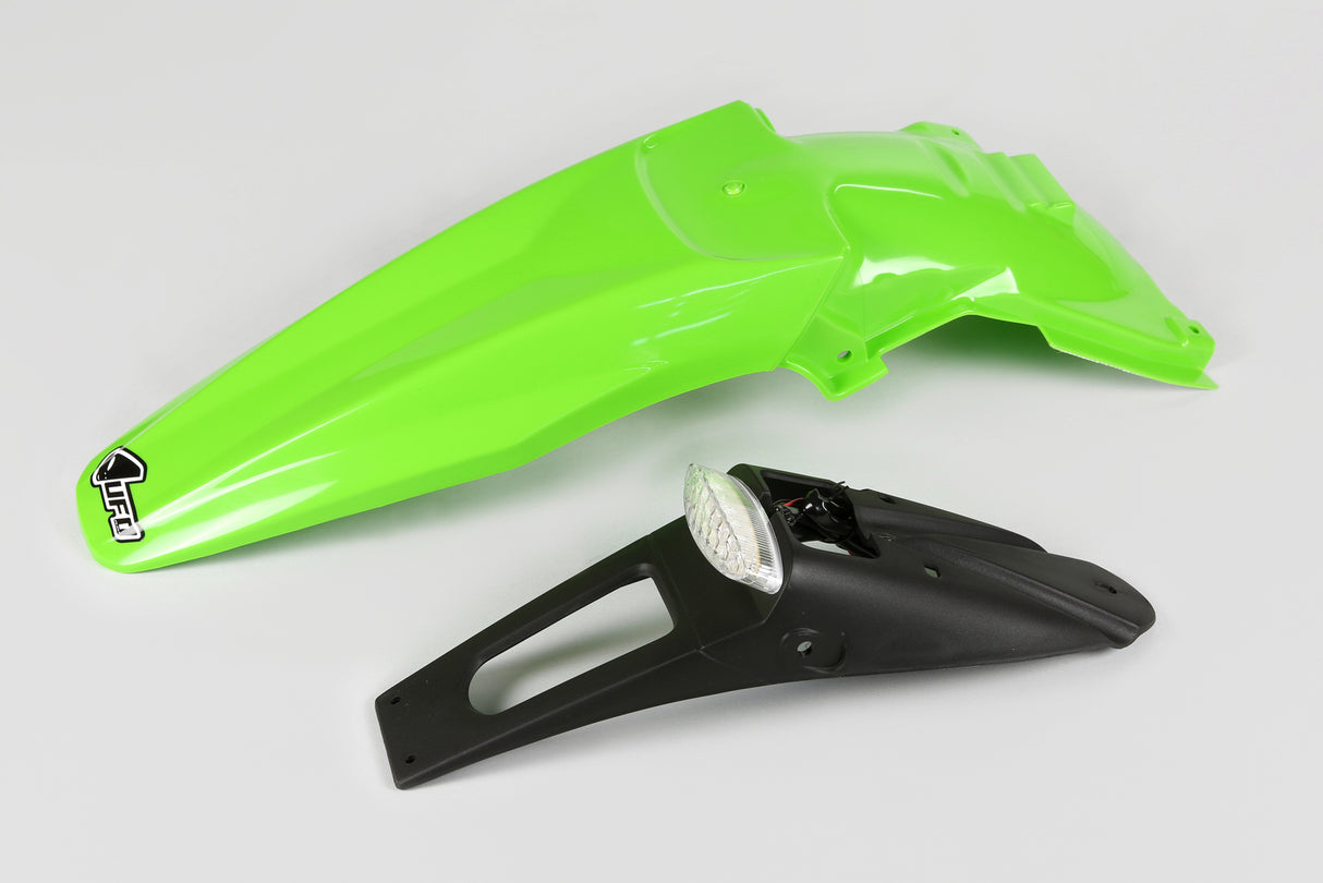 UFO Rear Fender Green w/LED Tailight for Kawasaki KLX450R 07-23