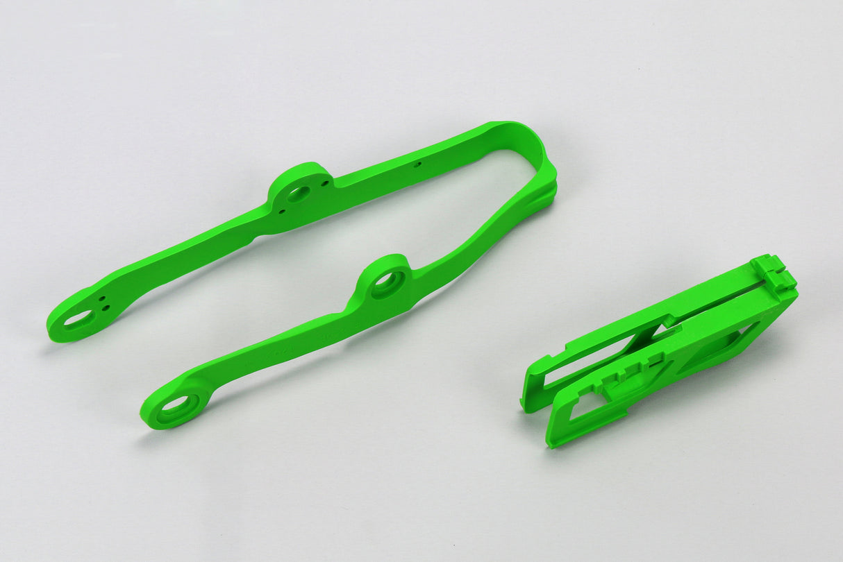 UFO Chain Guide & Swingarm Chain Slider Kit Green for Kawasaki KX250F 09-16/KX450F 09-15