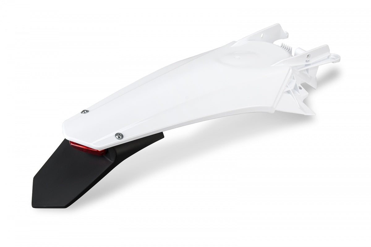 UFO Enduro Rear Fender White w/LED Light for Gas Gas EC 250/300/EC-F 250/300 21-23