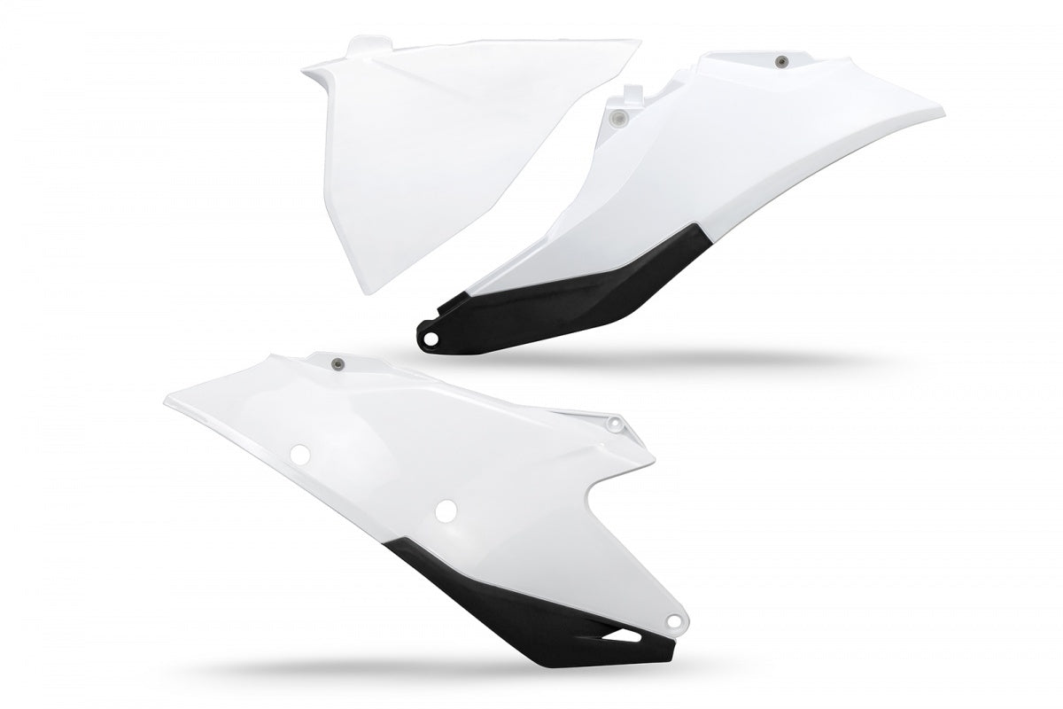 UFO One-Piece Side Panels & Left Airbox Cover White for Gas Gas MC 125/MC-F/EC/EC-F/EX-F 250/EC/EX 300/EC-F/EX-F 350/MC-F/EX-F 450 21-23/MC/EX 250/MC-