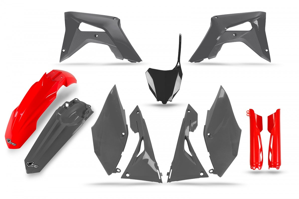 UFO Plastics Kit Red/Grey w/Fork Sliders for Honda CRF250R 18-21/CFR450R 17-20