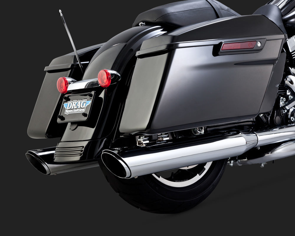 Vance & Hines V16763 Twin Slash Round Slip-On Mufflers Chrome for Touring 95-15