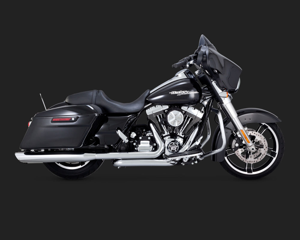 Vance & Hines V16763 Twin Slash Round Slip-On Mufflers Chrome for Touring 95-15