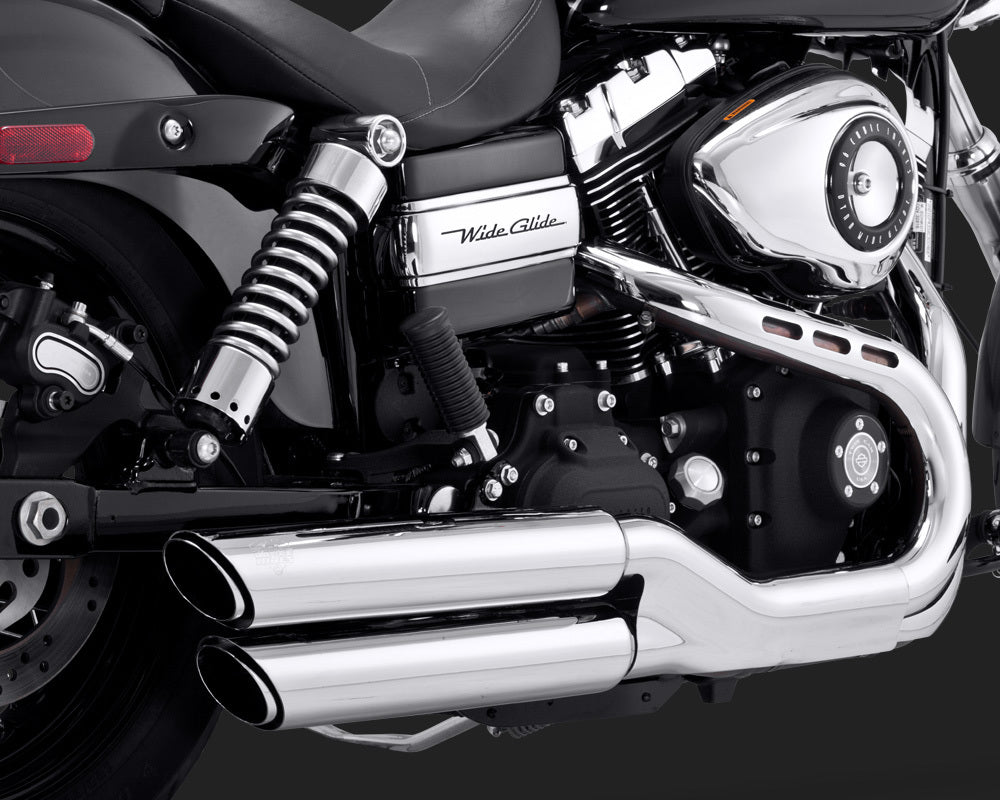 Vance & Hines V16845 Twin Slash 3" Slip-On Mufflers Chrome for Dyna FXDF/FXDWG 11-15