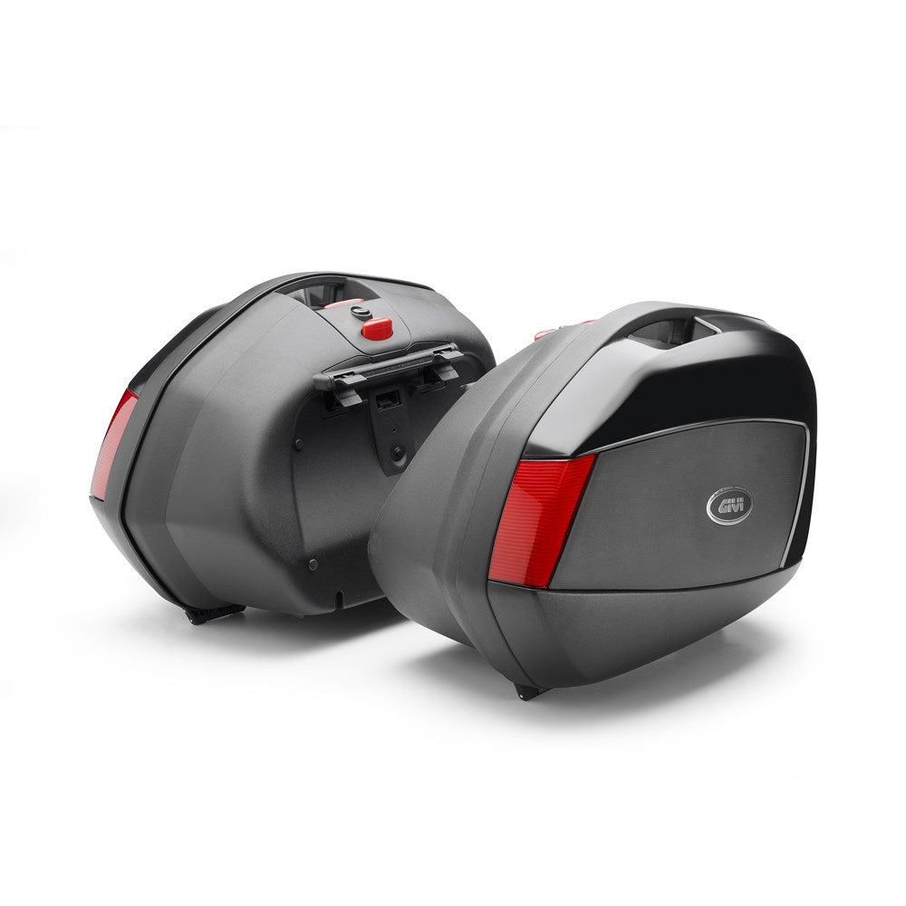 Givi V35N V35 35L Black Embossed & Red Reflectors Side Cases