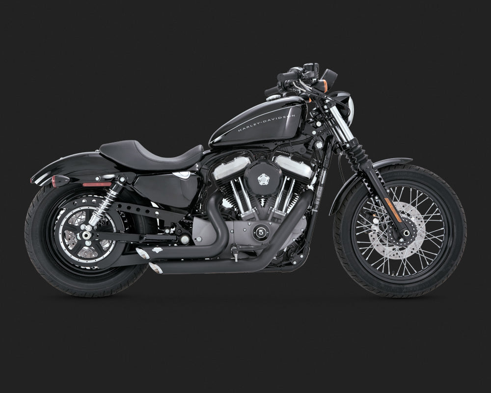 Vance & Hines V47219 Shortshots Staggered Exhaust Black for Sportster 04-13 (04-06 Models need V16925 O2 Sensor Bung)