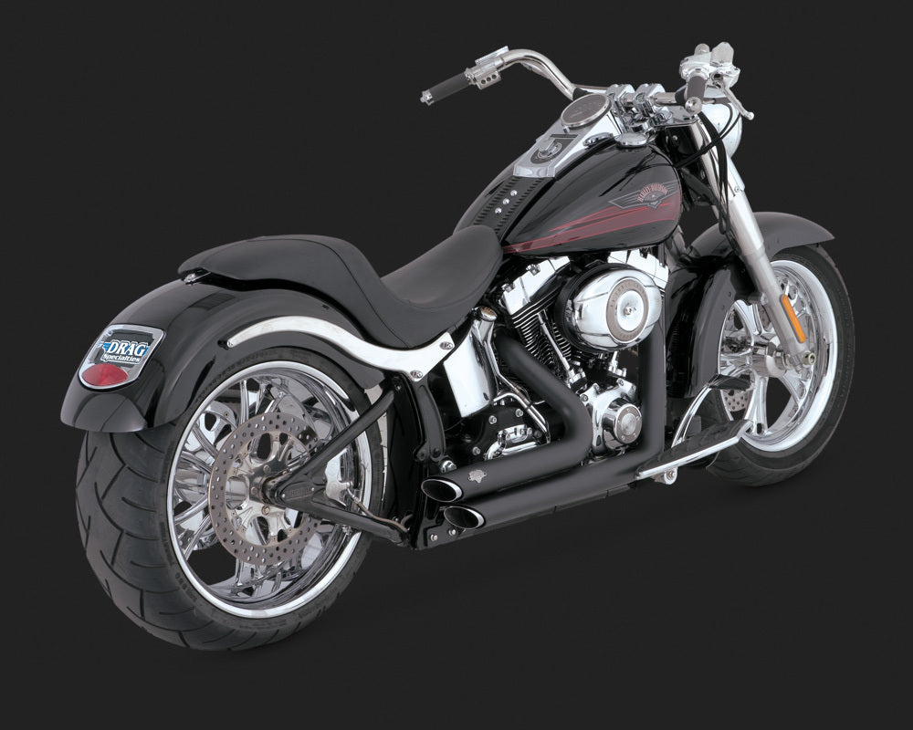Vance & Hines V47221 Shortshots Staggered Exhaust Black for Softail 86-11 (86-06 Models need V16925 O2 Sensor Bung)