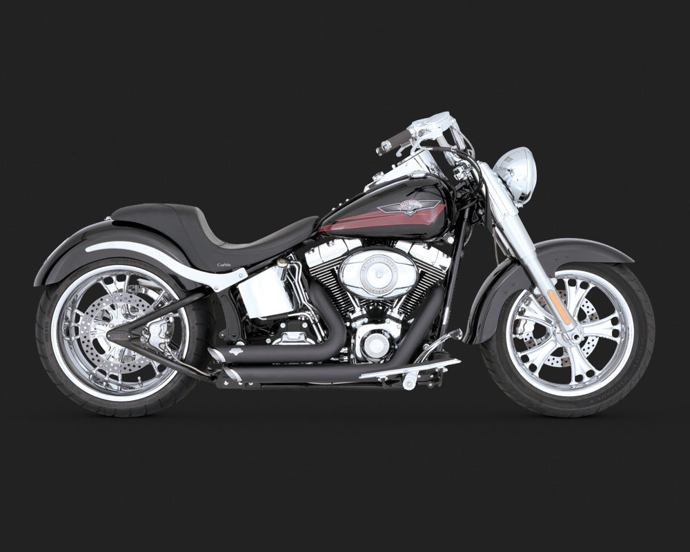 Vance & Hines V47221 Shortshots Staggered Exhaust Black for Softail 86-11 (86-06 Models need V16925 O2 Sensor Bung)