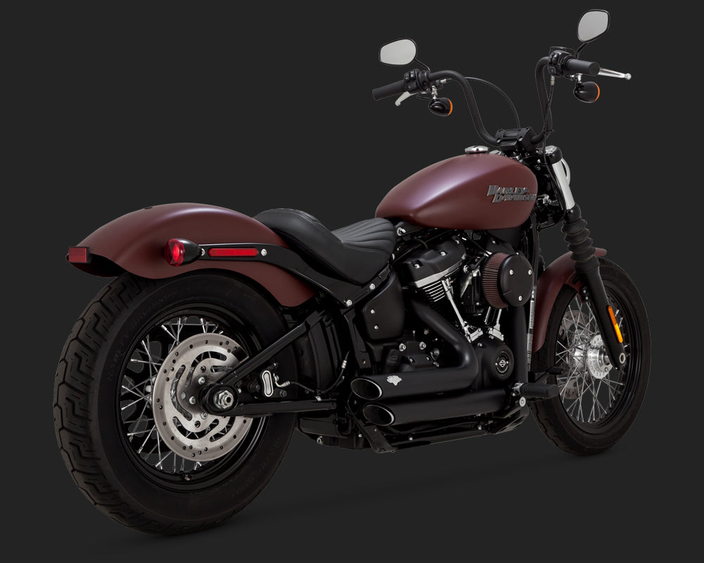 Vance & Hines V47333 Shortshots Staggered Exhaust Black for Softail 18-Up (excludes Fatboy/Breakout)