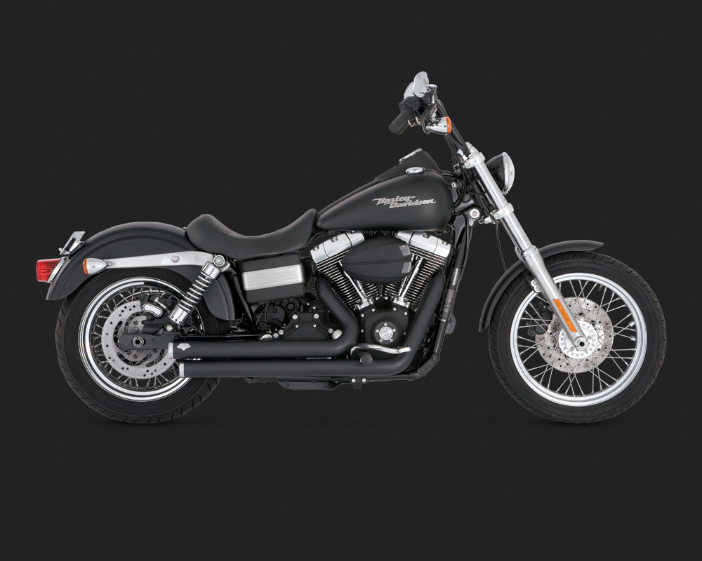 Vance & Hines V47338 PCX Big Shots Staggered Exhaust Black for Dyna 06-17 (excludes Switchback)