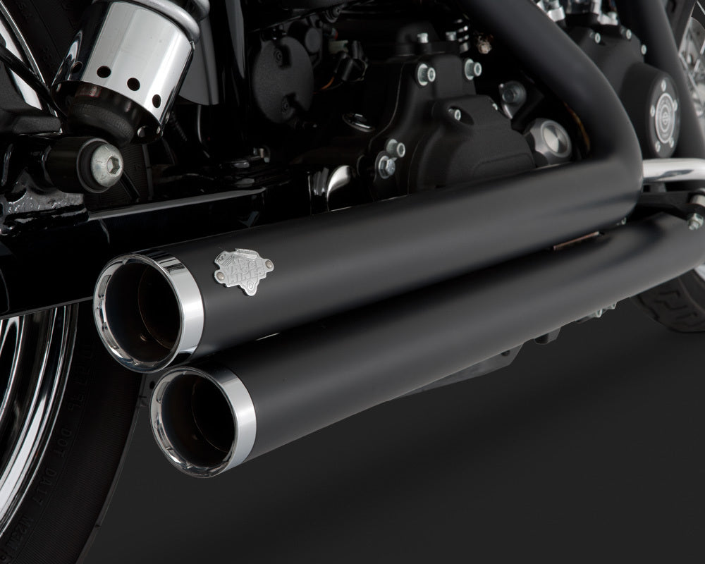 Vance & Hines V47338 PCX Big Shots Staggered Exhaust Black for Dyna 06-17 (excludes Switchback)