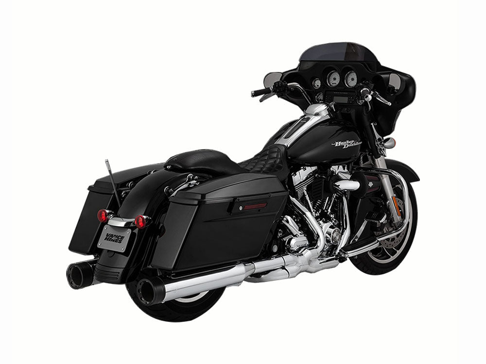 Vance & Hines VH-16555 4.5" OverSized 450 Destroyer Slip-On Mufflers Chrome w/Black End Caps for Touring 95-16/Trike 17-20