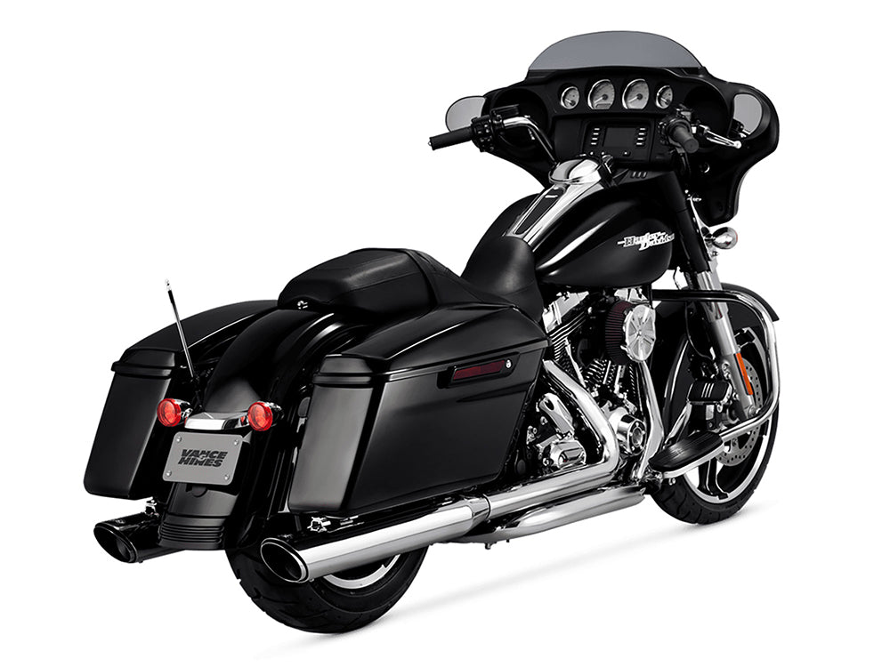 Vance & Hines VH-16672 4" Twin Slash Round Slip-On Mufflers Chrome for Touring 17-Up