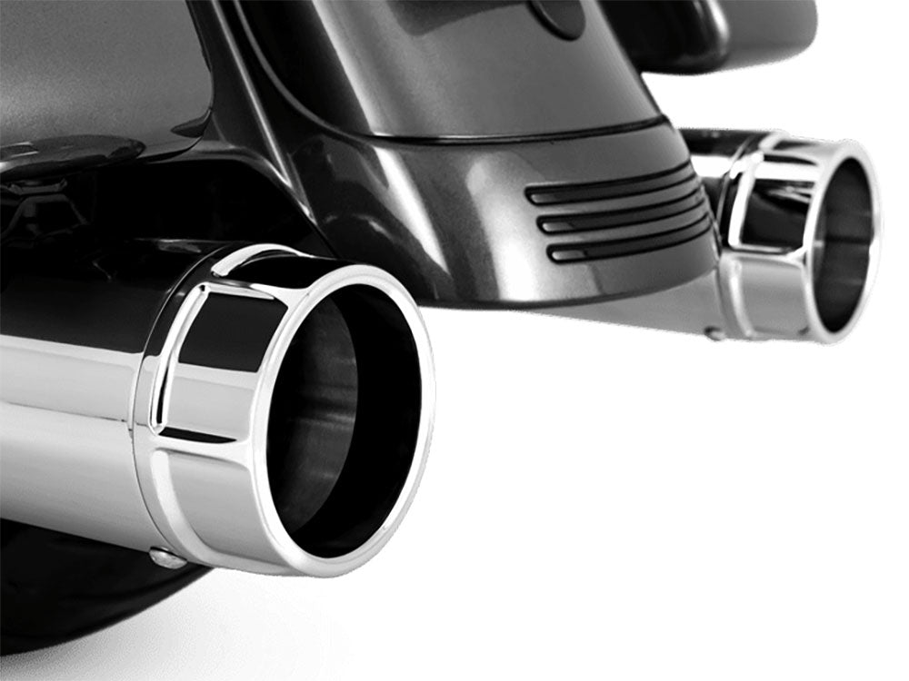 Vance & Hines VH-16673 4.5" Torquer 450 Slip-On Mufflers Chrome w/Chrome End Caps for Touring 95-16