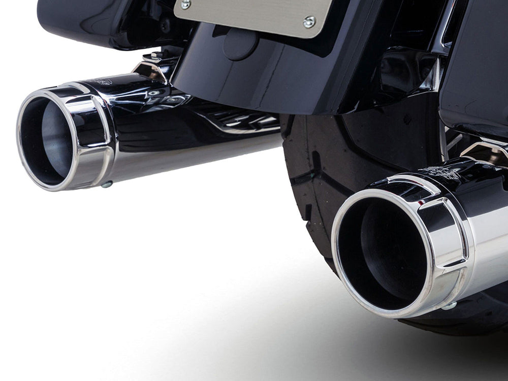 Vance & Hines VH-16674 4.5" Torquer 450 Slip-On Mufflers Chrome w/Chrome End Caps for Touring 17-Up