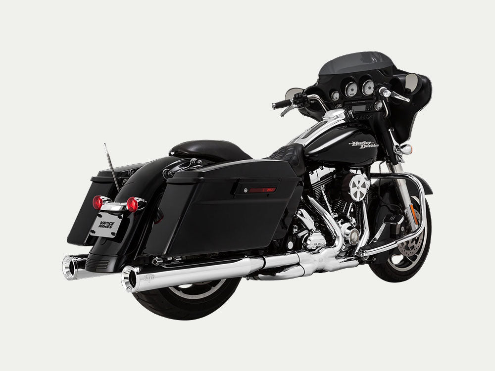 Vance & Hines VH-16703 4" Eliminator 400 Slip-On Mufflers Chrome w/Chrome End Caps for Touring 95-16/Trike 17-20