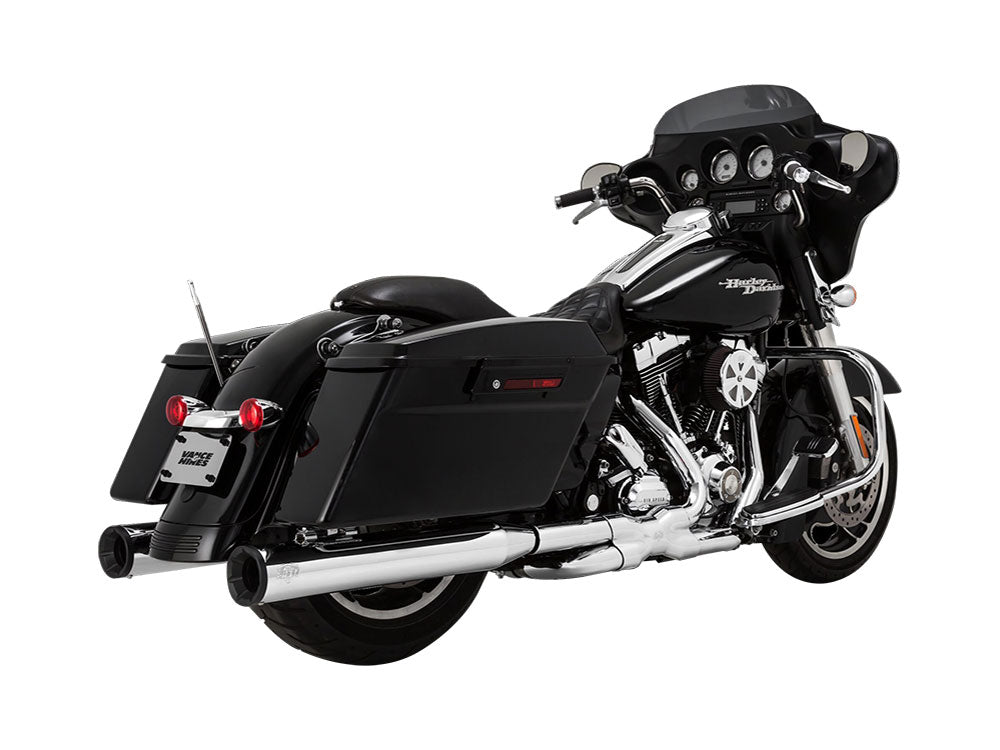 Vance & Hines VH-16706 4" Eliminator 400 Slip-On Mufflers Chrome w/Black End Caps for Touring 95-16/Trike 17-20