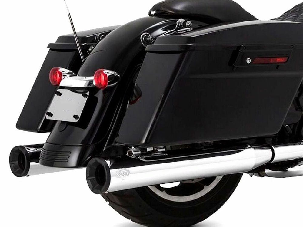 Vance & Hines VH-16708 4" Eliminator 400 Slip-On Mufflers Chrome w/Black End Caps for Touring 17-Up