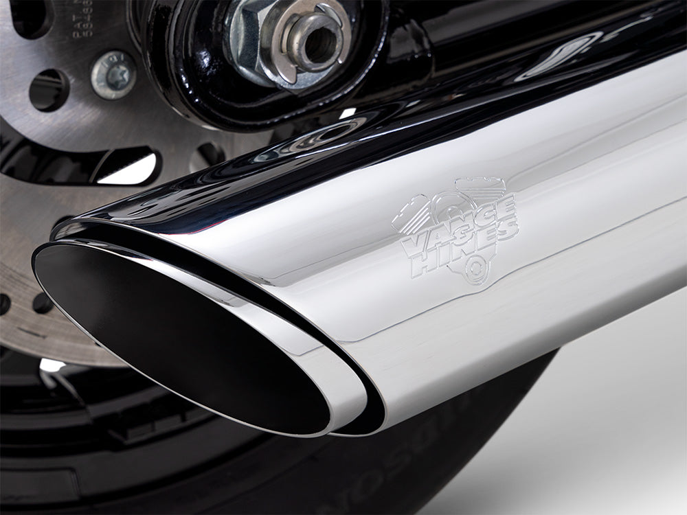 Vance & Hines VH-16750 4" Twin Slash Slip-On Muffler Chrome for Harley-Davidson Softail Street Bob/Low Rider S/Low Rider ST/Heritage 25-Up