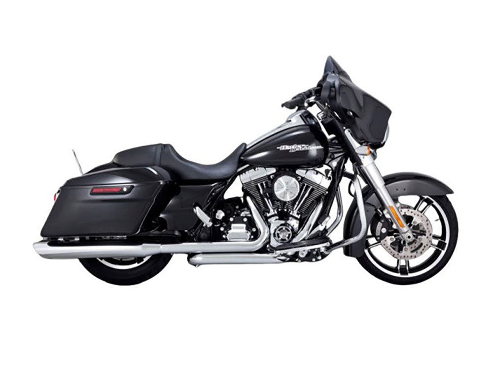 Vance & Hines VH-16763 4" Twin Slash Round Slip-On Mufflers Chrome for Touring 95-16/Trike 17-20