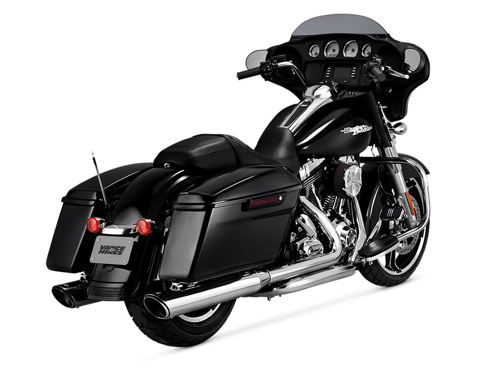 Vance & Hines VH-16763 4" Twin Slash Round Slip-On Mufflers Chrome for Touring 95-16/Trike 17-20