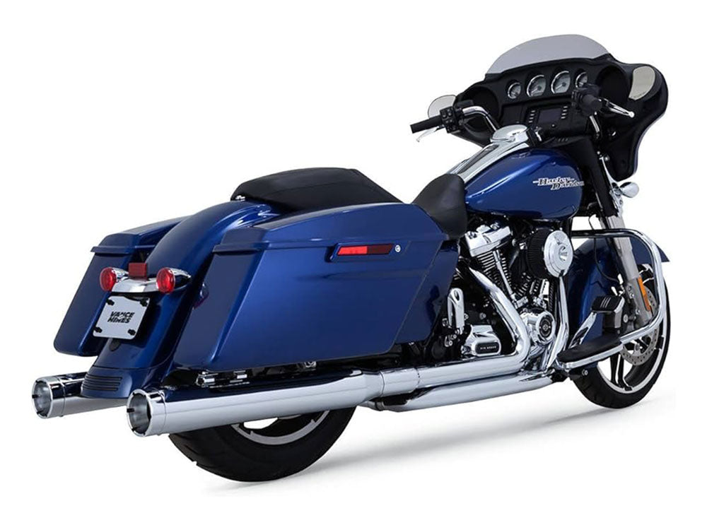 Vance & Hines VH-16780 4" Monster Round Slip-On Mufflers Chrome w/Chrome End Caps for Touring 17-Up