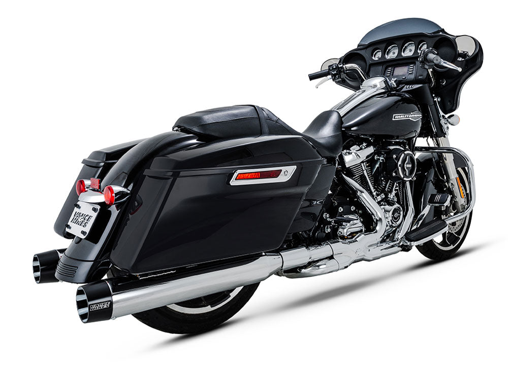 Vance & Hines VH-16792 4.5" Blackbird 450 Slip-On Mufflers Chrome w/Black End Caps for Touring 17-Up