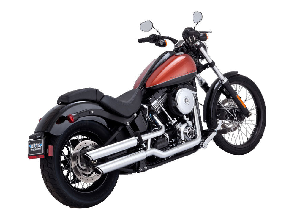 Vance & Hines VH-16842 3" Twin Slash Slip-On Mufflers Chrome for Softail Deluxe 07-17/Blackline 12-13/Softail Slim 13-17/Cross Bones 08-11/Fat Boy S 16-17