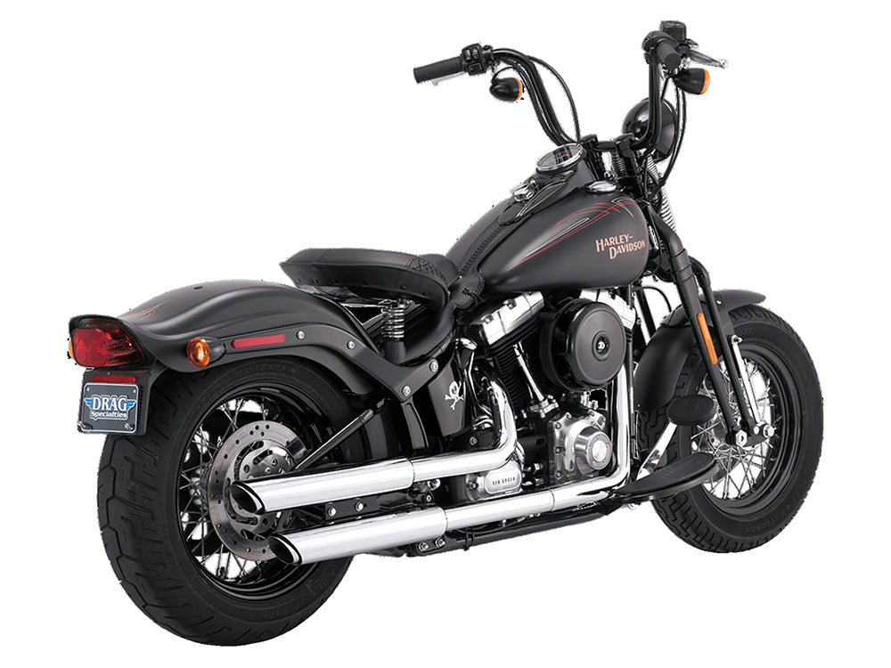 Vance & Hines VH-16842 3" Twin Slash Slip-On Mufflers Chrome for Softail Deluxe 07-17/Blackline 12-13/Softail Slim 13-17/Cross Bones 08-11/Fat Boy S 16-17