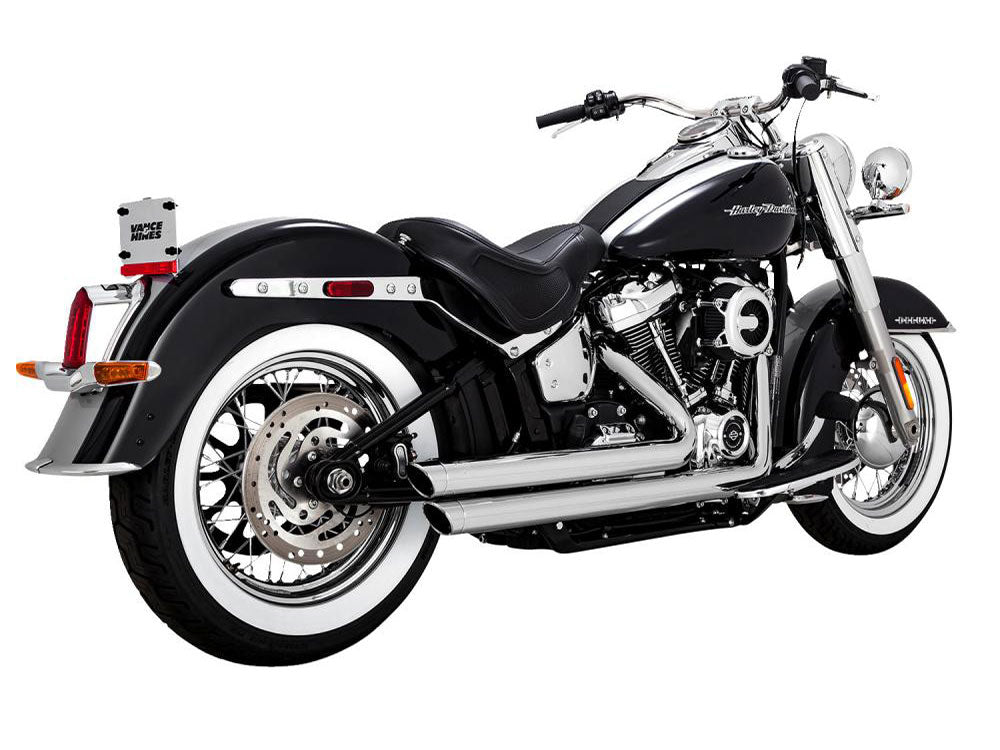 Vance & Hines VH-17341 Big Shots Staggered Exhaust Chrome for Softail 18-Up Non-240 Tyre Models