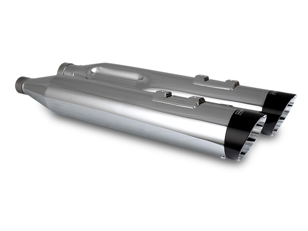 Vance & Hines VH-17960 4.5" Razorback Slash Cut Slip-On Mufflers Chrome w/Black End Caps for Harley-Davidson Touring 17-Up