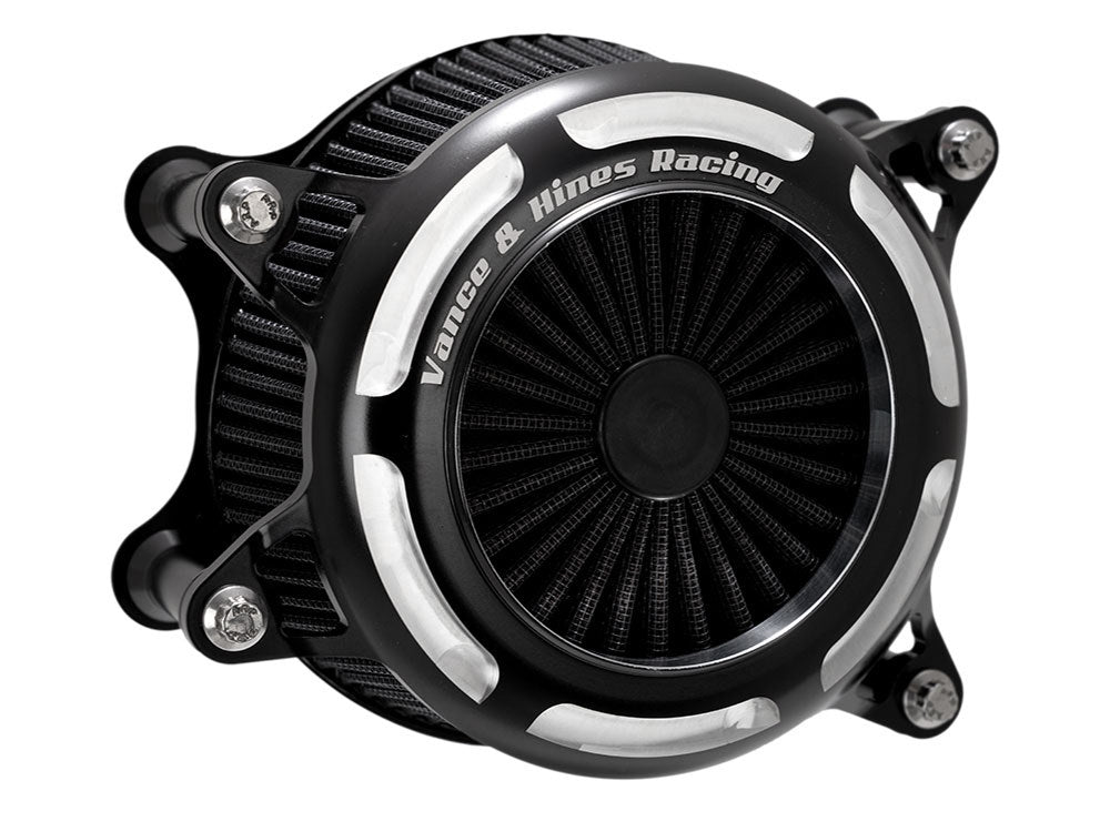 Vance & Hines VH-41119 VO2 Onyx Air Cleaner Kit Black Contrast Cut for Harley-Davidson Touring 17-24/Softail 18-24