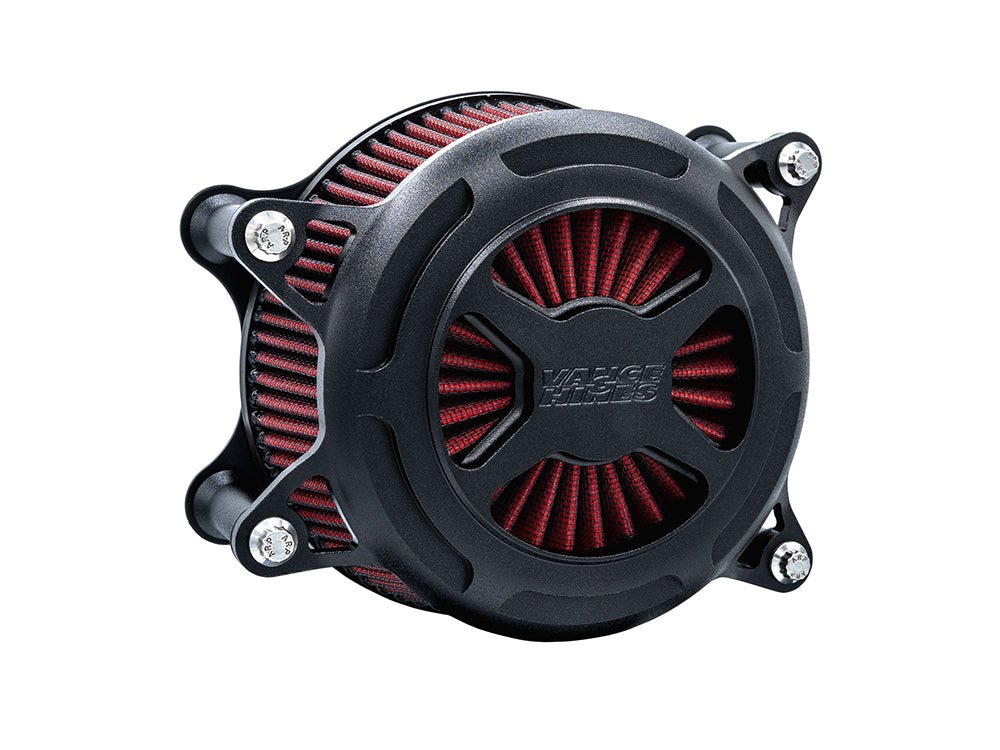 Vance & Hines VH-42363 VO2 X Air Cleaner Kit Wrinkle Black for Twin Cam 08-17 w/Throttle-by-Wire