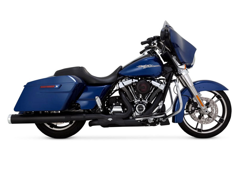 Vance & Hines VH-46780 4" Monster Round Slip-On Mufflers Black w/Chrome End Caps for Touring 17-Up