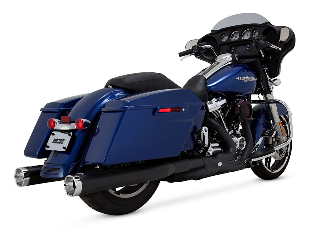 Vance & Hines VH-46780 4" Monster Round Slip-On Mufflers Black w/Chrome End Caps for Touring 17-Up