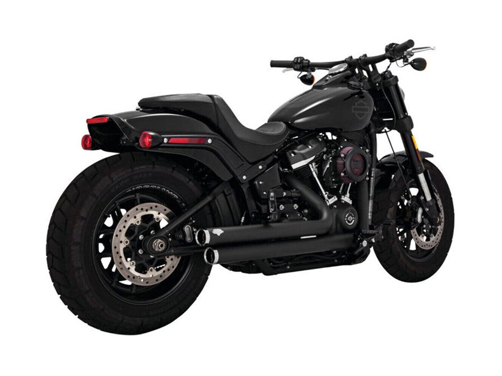 Vance & Hines VH-47341 Big Shots Staggered Exhaust Black for Softail 18-Up Non-240 Tyre Models