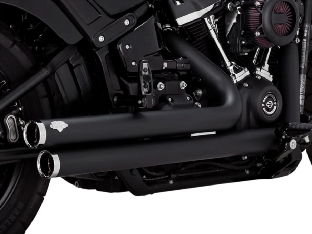 Vance & Hines VH-47341 Big Shots Staggered Exhaust Black for Softail 18-Up Non-240 Tyre Models