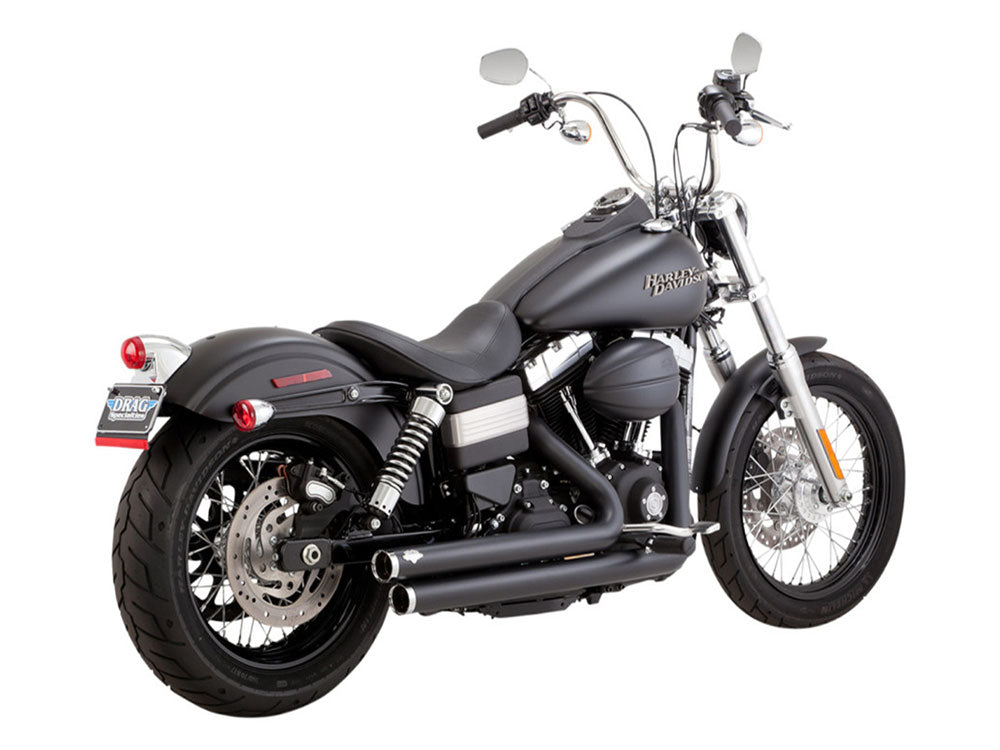 Vance & Hines VH-47958 Big Shots Staggered Exhaust Black for Dyna 06-17