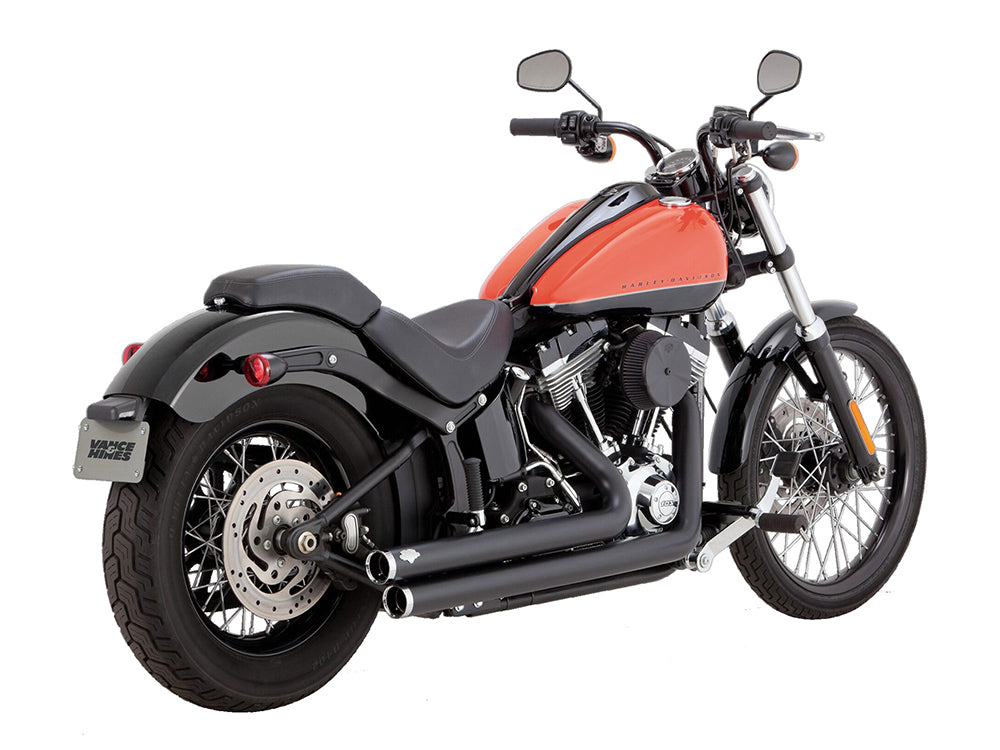 Vance & Hines VH-47959 Big Shots Staggered Exhaust Black for Softail 86-17 Non-240 Tyre Models