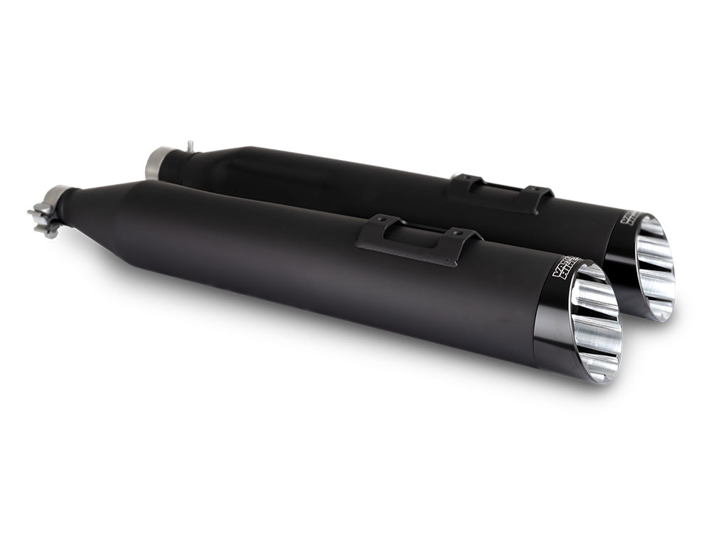 Vance & Hines VH-47960 Razorback 4.5" Slash Cut Slip-On Mufflers Black w/Black End Caps for Harley-Davidson Touring 17-Up