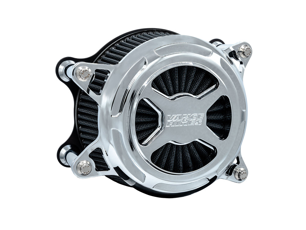 Vance & Hines VH-72341 VO2 X Air Cleaner Kit Chrome for Twin Cam 99-17 w/CV Carb or Cable Operated Delphi EFI