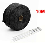 Exhaust Wrap Black Heat Wrap 2" Wide x 30Ft (10m) Roll with 4 Locking Ties Universal Use