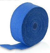 Exhaust Wrap Blue Heat Wrap 2" Wide x 30Ft (10m) Roll with 4 Locking Ties Universal Use