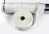 Exhaust Wrap White Heat Wrap 2" Wide x 30Ft (10m) Roll with 4 Locking Ties Universal Use