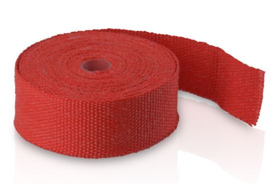 Exhaust Wrap Red Heat Wrap 2" Wide x 30Ft (10m) Roll with 4 Locking Ties Universal Use