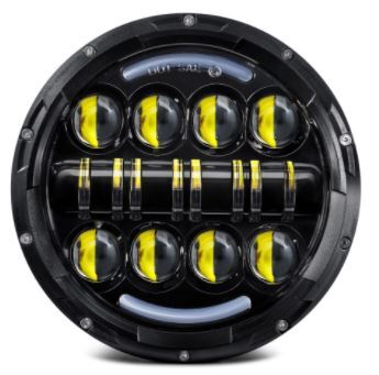 Headlight LED 80w Black Face Suit Most 7" - Softail Heritage & Fatboy Fl, Touring Flt & Indian Models Sale 1/2 Price Special till sold out