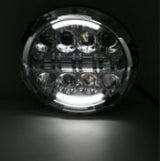 Headlight LED 80w Black Face Suit Most 7" - Softail Heritage & Fatboy Fl, Touring Flt & Indian Models Sale 1/2 Price Special till sold out