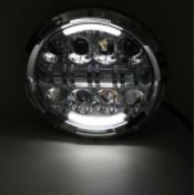 Headlight LED 80w Chrome Face Suit Most 7" - Softail Heritage & Fatboy Fl, Touring Flt & Indian Models Sale 1/2 Price Special till sold out [INTERNAL]