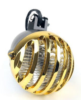 Headlight 9" Style Scalloped E Marked Black with Gold Grill Old School Bobber Custom Chopper Style