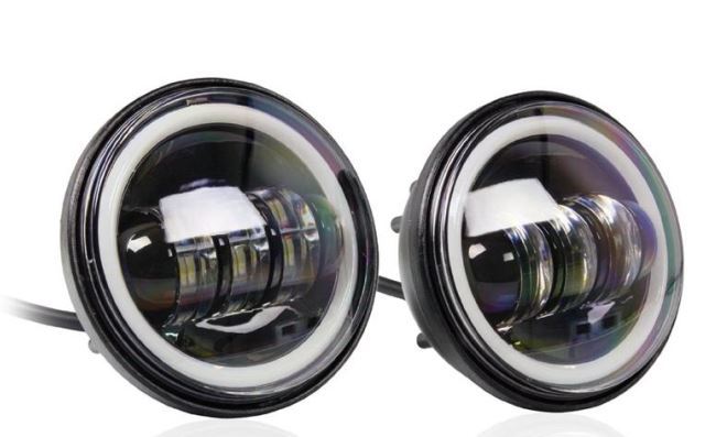 Passing Lights 30w 4.5" Halo Spot pair Black Suit all Harley Flt Touring & Flst Softail Models with Light Bar Fits Harley